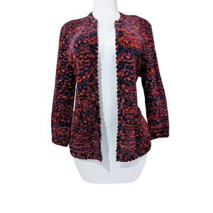 Vintage French Rags Textured Multicolor Knit Cardigan Made in USA Size 3